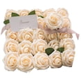 thumbnail image 1 of RZDLIZJ 25pcs Pink Fake Roses with Stems for DIY Wedding Bouquets Bridal Shower Centerpieces Floral Arrangements Party Home Decor,Rose simulation flower 25 creamy yellow flowers, 1 of 8