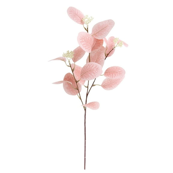 RZDLIZJ 3 Pcs Fall Artificial Eucalyptus Leaves Fall Foliage Stems Silk Silver Dollar Eucalyptus Branches Autumn Artificial Plants for Home Fireplace Wedding Farmhouse Decor (Pink)
