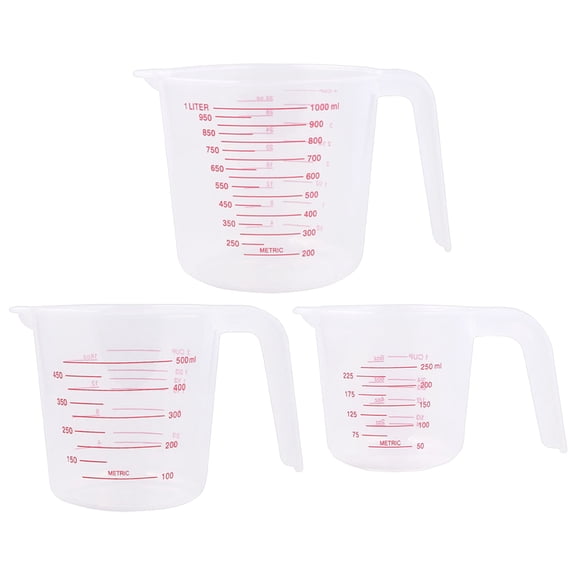 RZDLIZJ 3-Piece Tapered Spout Nesting Plastic Measuring Cups Set,Clear