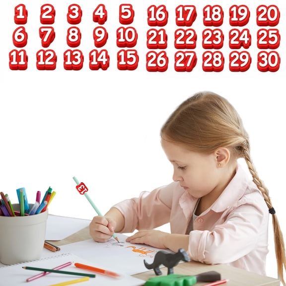 RZDLIZJ 30Pcs Number Printed Silicone Pencil Caps,Soft Protective Pencil Tip Covers,Anti-Break Writing Tool Toppers for Daily Draft Drawing Stationery,0.6x0.4 Inch