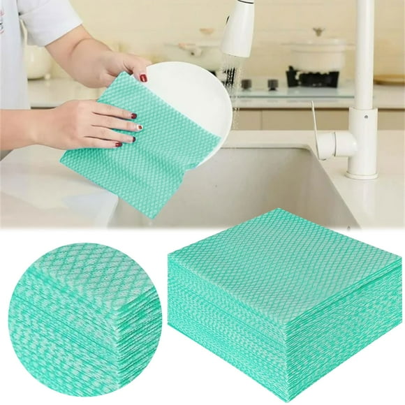 RZDLIZJ Disposable Cleaning Towels and Dish Cloths, Reusable Towels,Handy Cleaning Wipes, 50 Count/Pack,Green