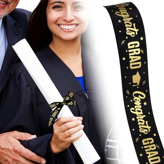 RZDLIZJ Glitter Class of 2026 Graduation Ribbon 0.98 Inch x 4.92 Yards Wide Black Satin Ribbon for Flower Bouquet,Gift Wrapping,Crafts,Cakes,Photo Backdrop,and Graduation Party Decoration
