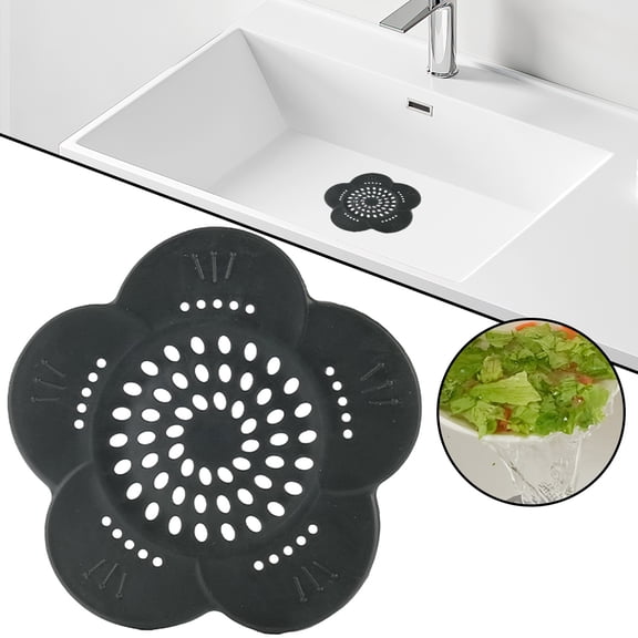 RZDLIZJ Hair Catcher Shower & Tub Drain Protector, Bathtub & Sink Drain Strainer, Flat & Round, Black-Flower shaped