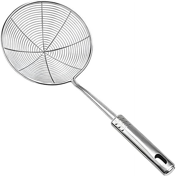 RZDLIZJ Solid Stainless Steel Spider Strainer Skimmer Ladle,Kitchen Utensils Wire Strainer Pasta Spoon,13.4x5.9 Inch