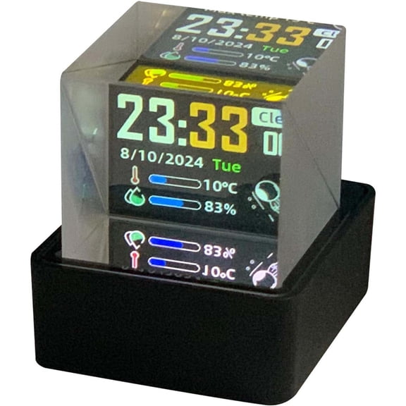 RZDLIZJ WiFi Holographic Crystal 3D Photo Display,Smart Weather Station & Digital Clock with GIF Animations and Electronic Image Album Player for Desktop/Car Décor (Black Base)