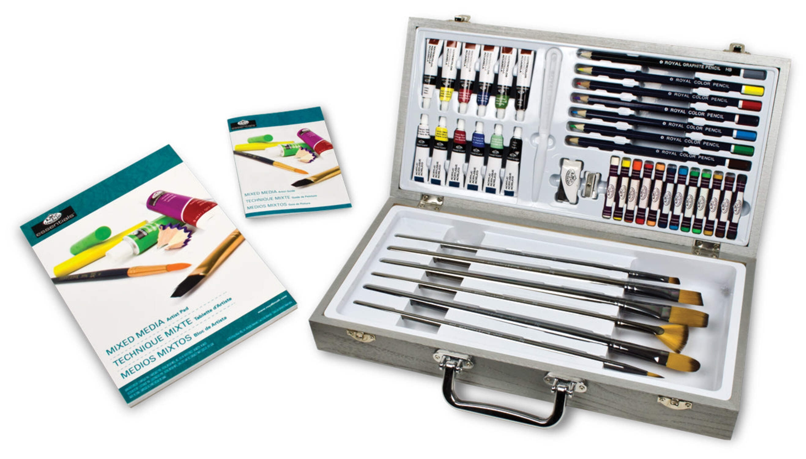 Royal & Langnickel Essentials™ 50pc Mixed Media Long Handle Zen Brush Travel Art Set