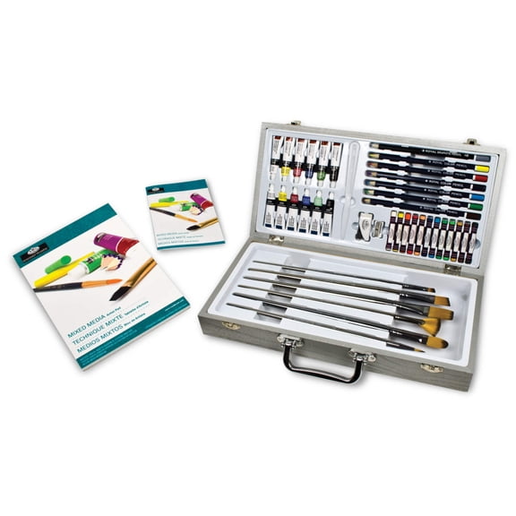Royal & Langnickel Essentials 50pc Mixed Media Long Handle Zen Brush Travel Art Set