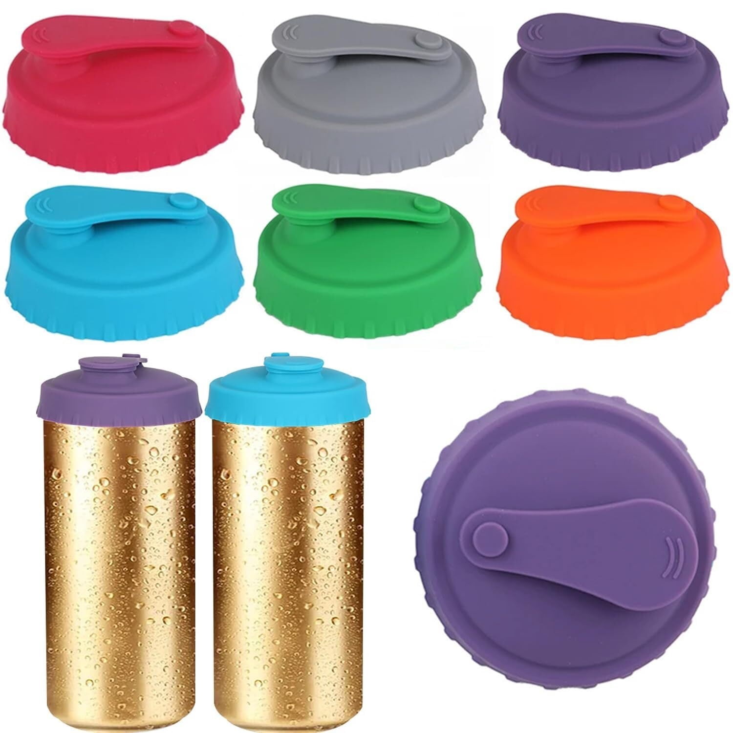RZJZGZ 6 Pcs Reusable Silicone Soda Can Lids - Protector for Fizzy ...