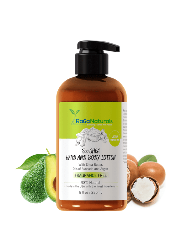 RaGaNaturals Fragrance Free Hand and Body Lotion - All Natural, Vegan, Dry Skin Moisturizer, 8 fl oz