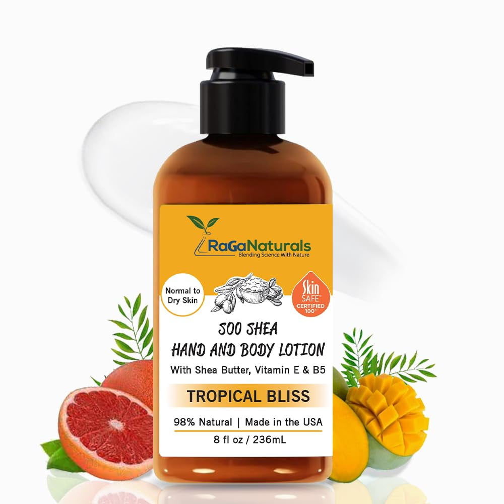 RaGaNaturals Tropical Mango Lotion - All Natural, Vegan, Alcohol Free Dry Skin Moisturizer, 8 fl oz