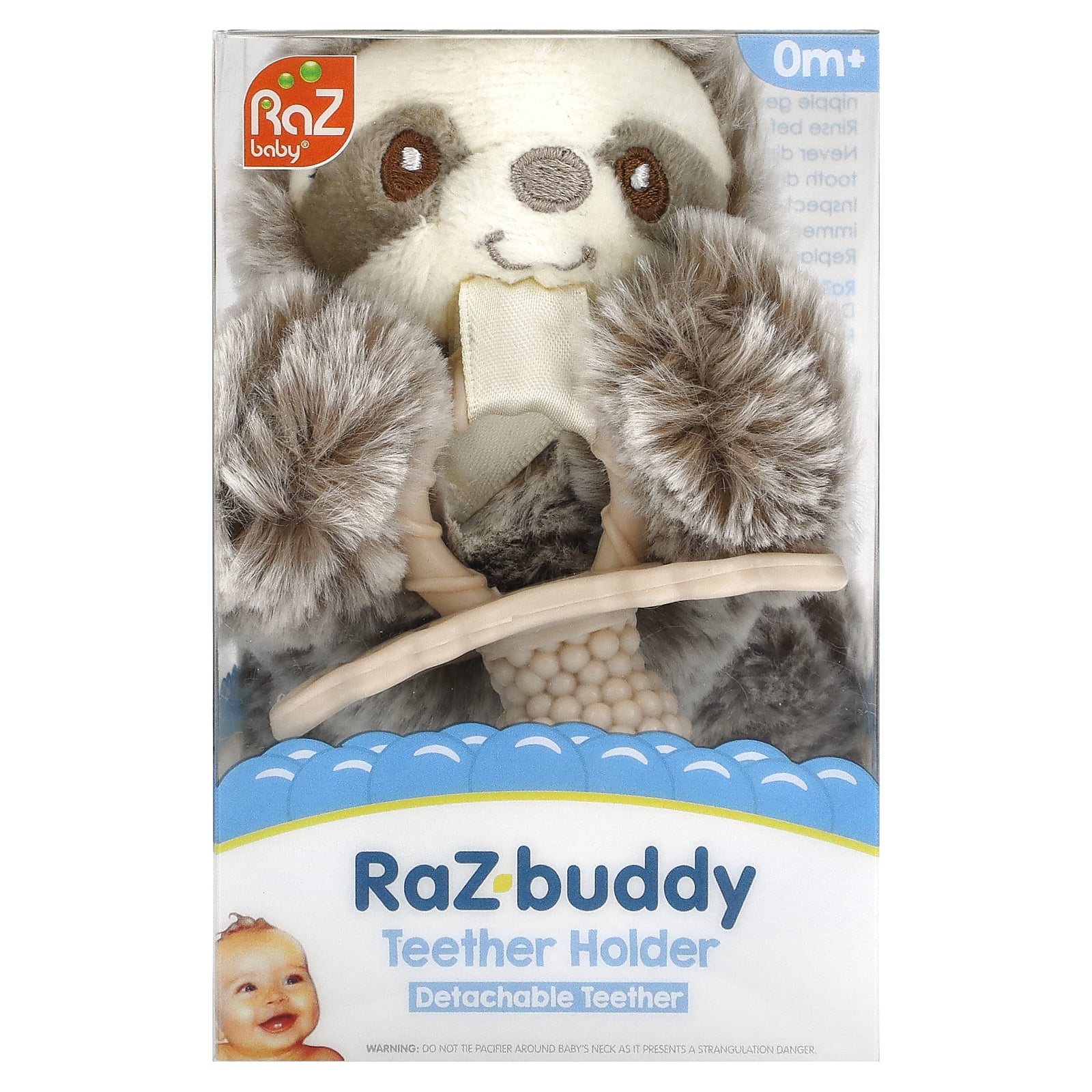 RaZBuddy, Teether Holder, Detachable Teether, 0 Months+, Sloth, 1