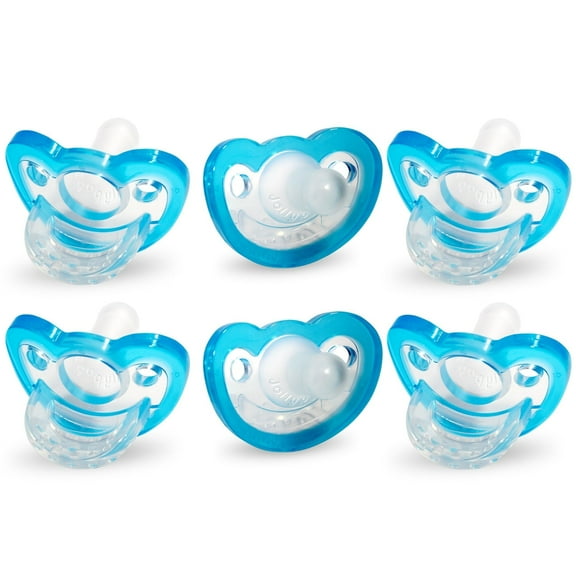 RaZbaby Jollypop Pacifier for Babies 3 Months and Up, USA Made, Natural Shaped Orthodontic Binky, Lovingly Shared in NICUs & Hospitals Worldwide, Medical-Grade 100% BPA-Free - 6 Pack - Blue