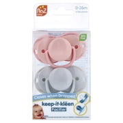 RaZbaby Keep-It-Kleen Pacifier, 0-36m, Pink & Gray, 2 Pacifiers