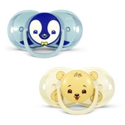 RaZbaby Keep-it-Kleen Pacifier 0-36m (2-Pack), Closes Automatically When Dropped | Penguin/Bear