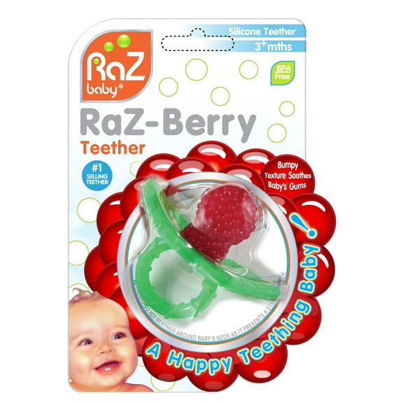 RaZbaby RaZ-Berry Silicone Teether / Multi-texture Design / Hands Free Design