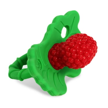 RaZbaby RaZberry Silicone Teether Toy / Multi-Texture Design / Hands Free Design / For Baby 3m+