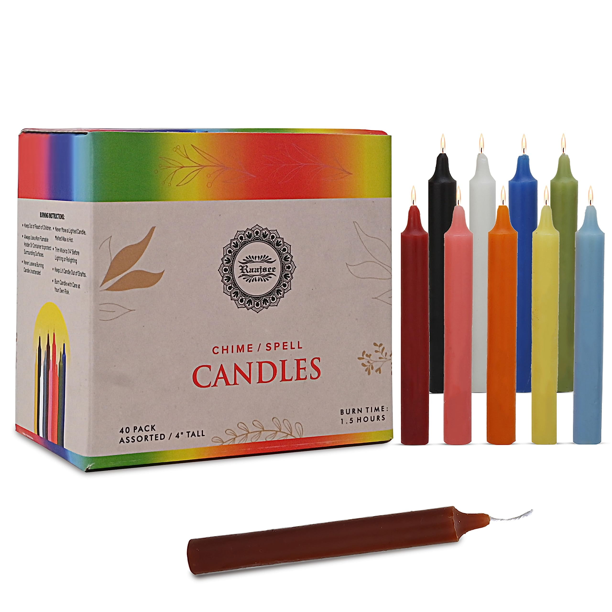 Raajsee Unscented Mini Taper Candles (Multi-Color) | 4 Inches Dinner Candle Sticks| Smokeless, and Dripless| Paraffin Wax with Cotton Wicks | Long Burning Time (Pack of 40)