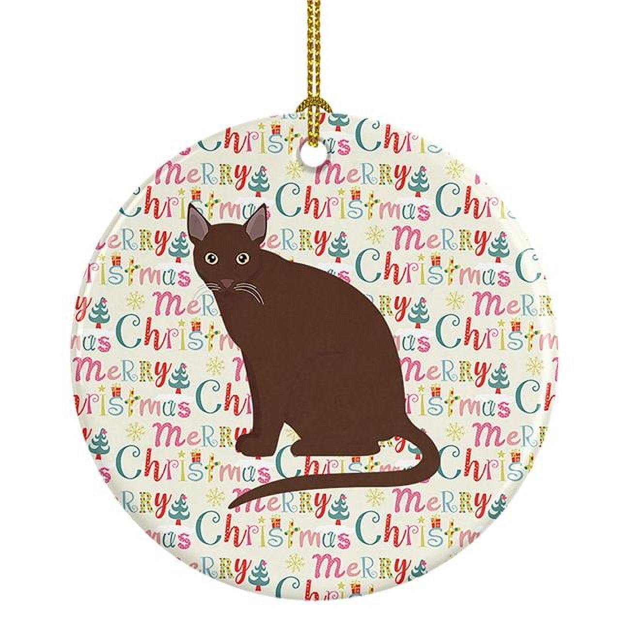 Raas Cat Christmas Ceramic Ornament 2.8 in x 2.8 in