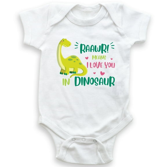 Raawr! Means I Love You Dinosaur - Baby Bodysuit - Unisex Clothing - Baby Boy - Baby Girl