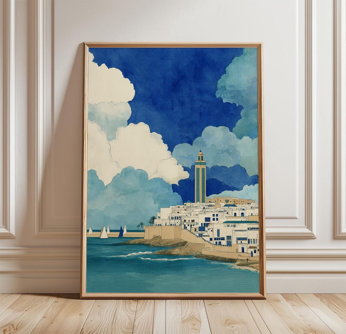 Rabat Morocco Hassan Tower Coastal Skyline North Africa Travel Poster ...