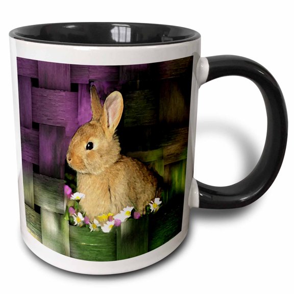 3drose, Rabbit, 11oz Two-tone Black Mug