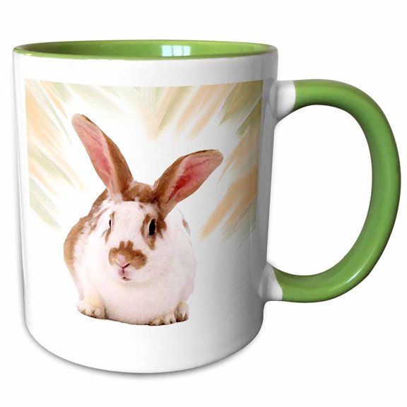 3drose, Rabbit, 11oz Two-tone Green Mug