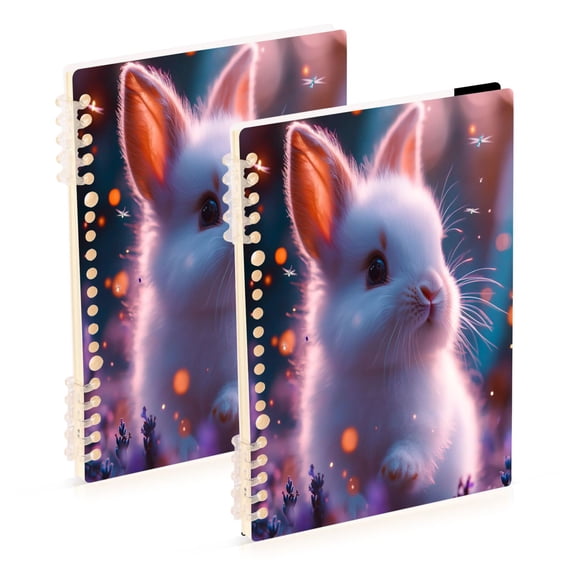 Rabbit 2-Piece A5 PP Notebooks, Adjustable Rings, 80g Paper, Diary Set