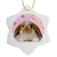 thumbnail image 1 of 3drose, Rabbit, 3 inch Snowflake Porcelain Ornament, 1 of 7