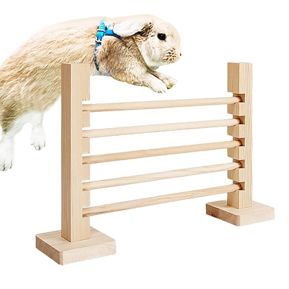 Rabbit Agility Training Bar,Height Adjustable Jump Hurdle Equipment, Sturdy Wooden Bunny Interactive Exercise Obstacle