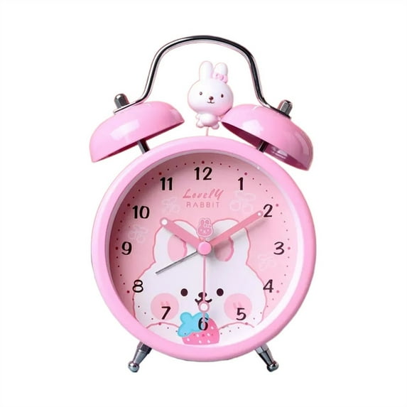 Rabbit Alarm Clock for Kids, Cute Alarm Clock for Heavy Sleepers with Backlight, Loud Twin Bell Alarm Clock for Bedroom Decoration