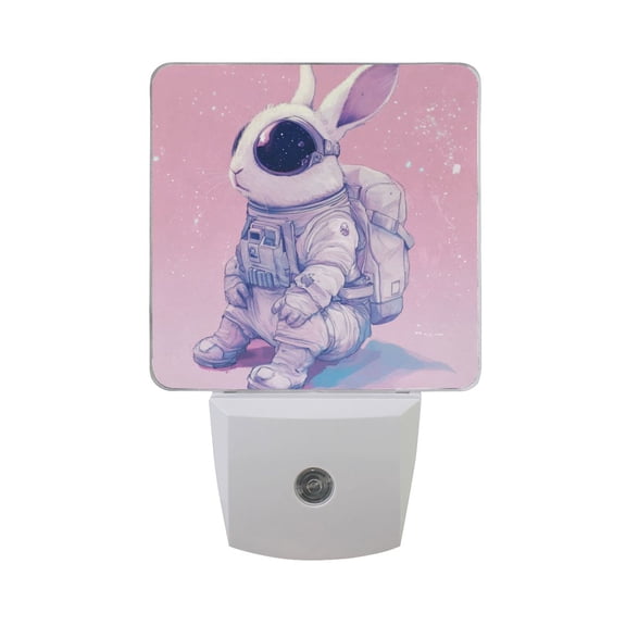 Rabbit Astronaut with Sunglasses Surreal LED Night Light with Smart Sensor Plug Into Wall Dusk to Dawn 2 packs