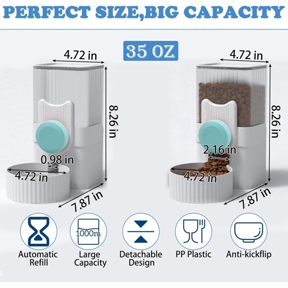 Rabbit Auto Feeder Set 35oz Hanging Automatic Food Water Dispenser for Small Pets