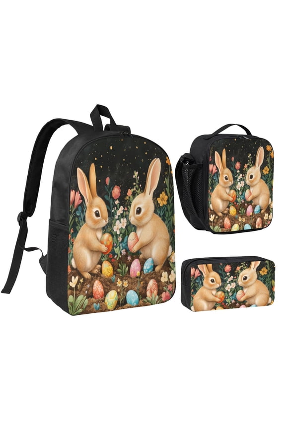 Rabbit Backpack 17 Inch Set with Lunch Bag and CaseDurableTravel Bag Combo for Work Commuting Daily Use