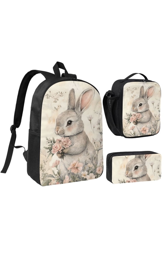 Rabbit Backpack 17 Inch Set with Lunch Bag and CaseDurableTravel Bag Combo for Work Commuting Daily Use