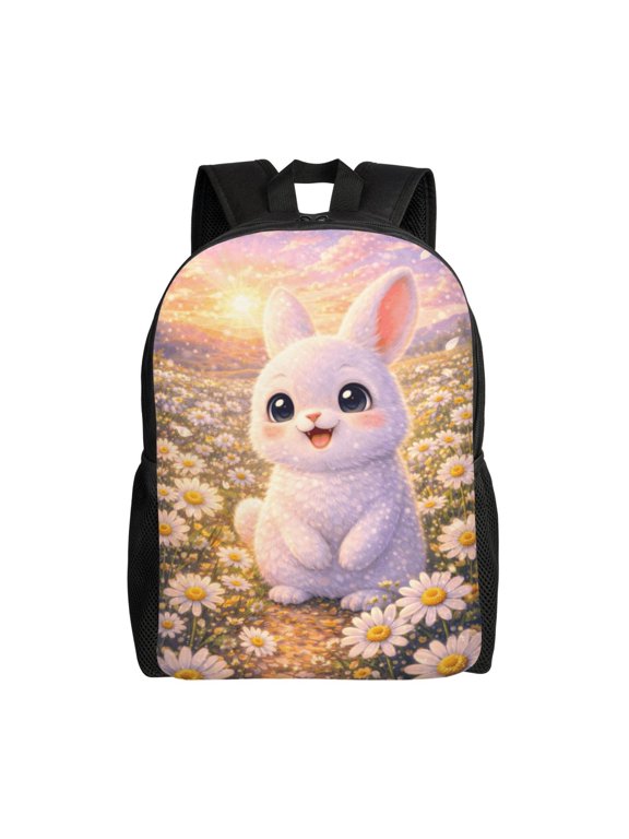 Rabbit Backpack Full Front Print Travel Laptop Bag for Men and Women