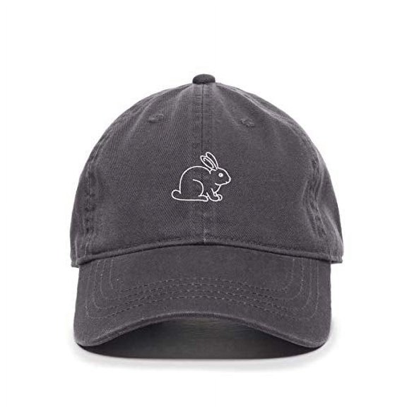 Rabbit Baseball Cap Embroidered Cotton Adjustable Dad Hat Charcoal