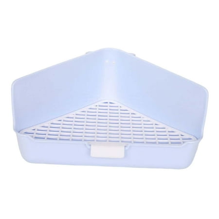 Rabbit Bedding Box Easy to Clean Indoor with Snap Fastener Pet Pan Potty Corner Toilet for Guinea Pigs Ferret Chinchilla Hamster Light Blue