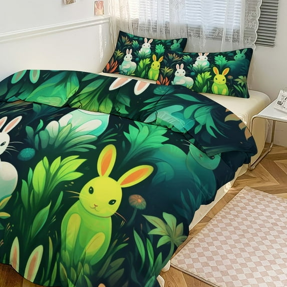 Rabbit Bedding Set with Zipper Closure for Girls & Boys