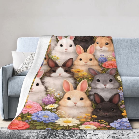 Rabbit Blanket Throw Blanket Soft Comfortable Home Decor Gift for Easter and Animal Lovers 50x40