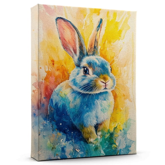 Rabbit Blue Tan Netherland Dwarf Canvas Wall Art Animal Decor, Rabbit Blue Tan Netherland Dwarf Canvas Prints Wild Animal Artwork for Living Room Bedroom Office 190HD938