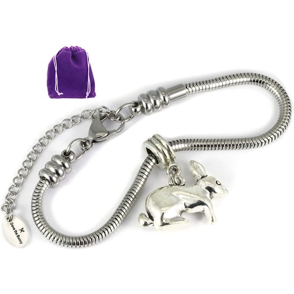 Rabbit Bracelet for Women | A Rabbit Gift with a Bunny Rabbit Charm on a Hypoallergenic Stainless Steel Snake Chain Bracelet Great Rabbit Gifts for Women or Men or Rabbit Jewelry as the Rabbit Gift