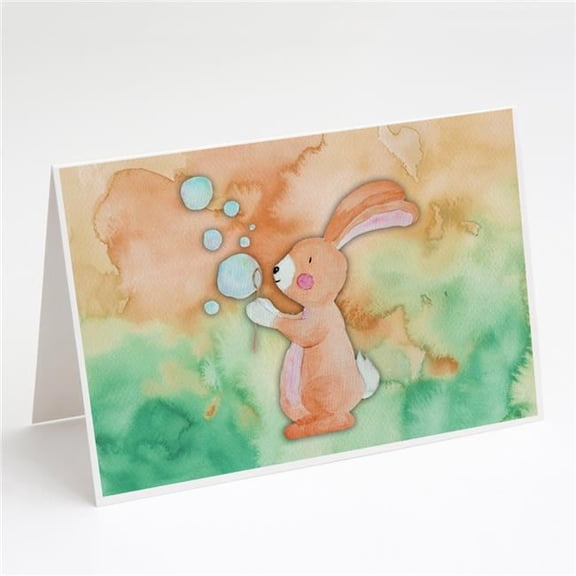 Rabbit & Bubbles Watercolor Greeting Cards & Envelopes - Pack of 8