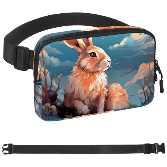 Rabbit Bunny Crossbody Fanny Pack for Men&Women, Large Waist Bag & Hip Bum Bag with Adjustable Strap for Outdoors Workout Traveling Casual Running Hiking Cycling