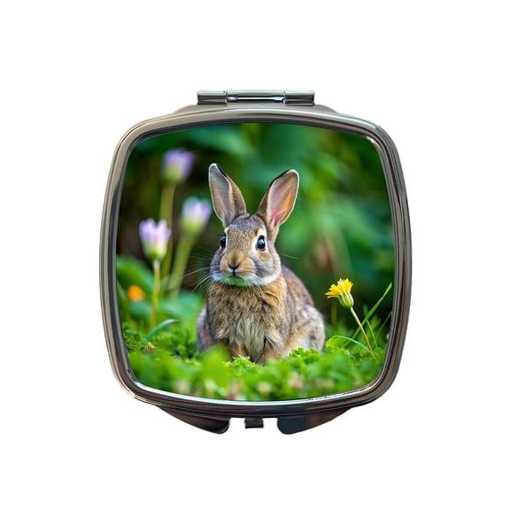 Rabbit Bunny Photo Travel Makeup Handbag Purse Small Pocket Compact Mirror