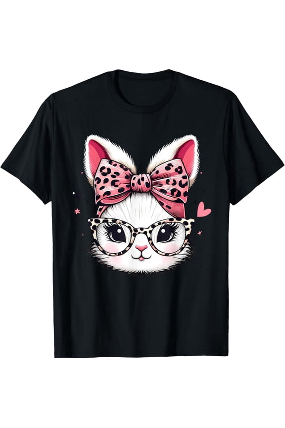 Rabbit Bunny Wearing Leopard Glasses Cute Easter Women T-Shirt