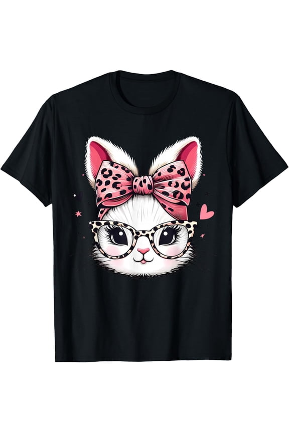 Rabbit Bunny Wearing Leopard Glasses Cute Easter Women T-Shirt