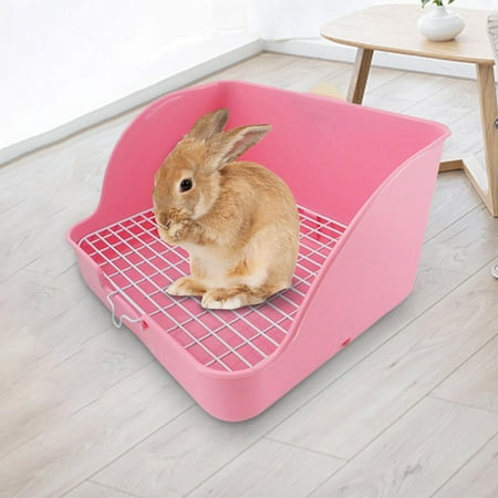 Rabbit Litter Box Guinea Bunny Pet Toilet Bedding Cage Pink