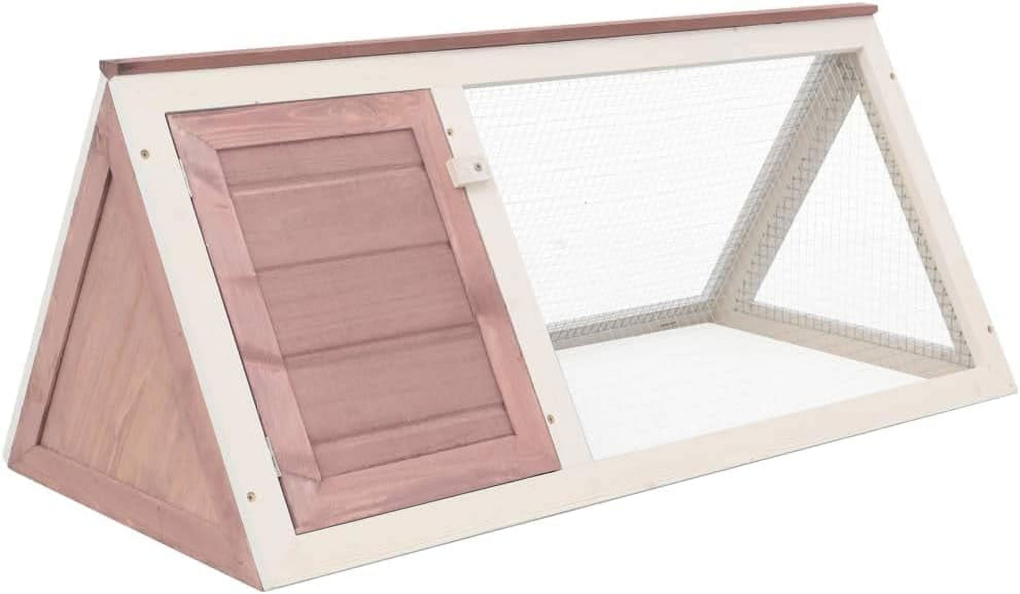 Rabbit Cage Outdoor Brown Fir Wood Animal Cage with Wire Grid, EasytoOpen Door, Weather