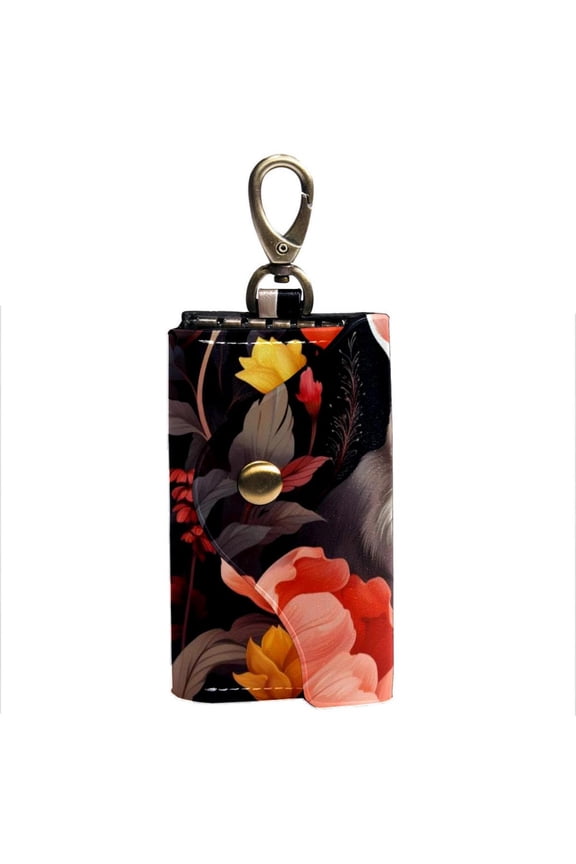 Rabbit Car Key Case Key Holder Key Wallet with 6 Hooks and Side Pockets, Printed Key Holder