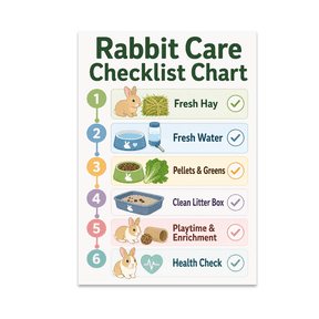 Rabbit Care Checklist Chart - Rabbit Enthusiast - 13x19 Poster Print